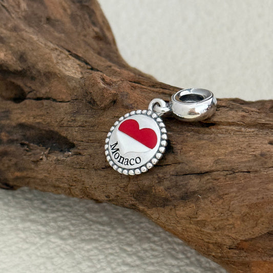 Monaco Heart Flag Exclusive Dangle Charm for Pandora Bracelet