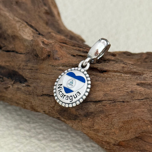 Nicaragua Heart Flag Exclusive Dangle Charm for Pandora Bracelet