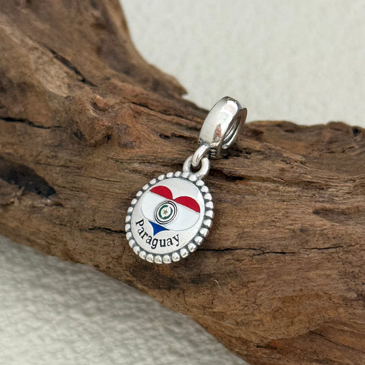 Paraguay Heart Flag Exclusive Dangle Charm for Pandora Bracelet
