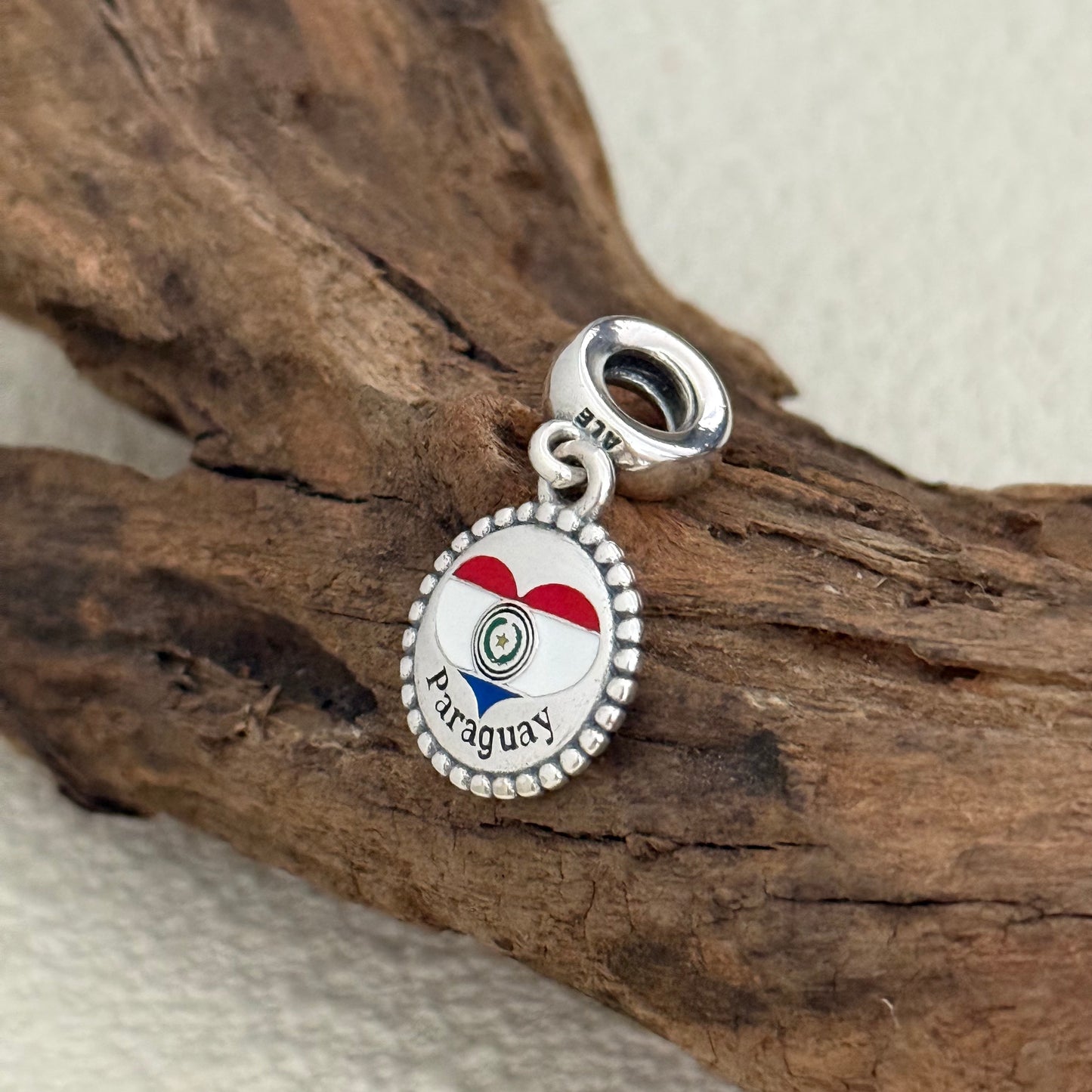 Paraguay Heart Flag Exclusive Dangle Charm for Pandora Bracelet