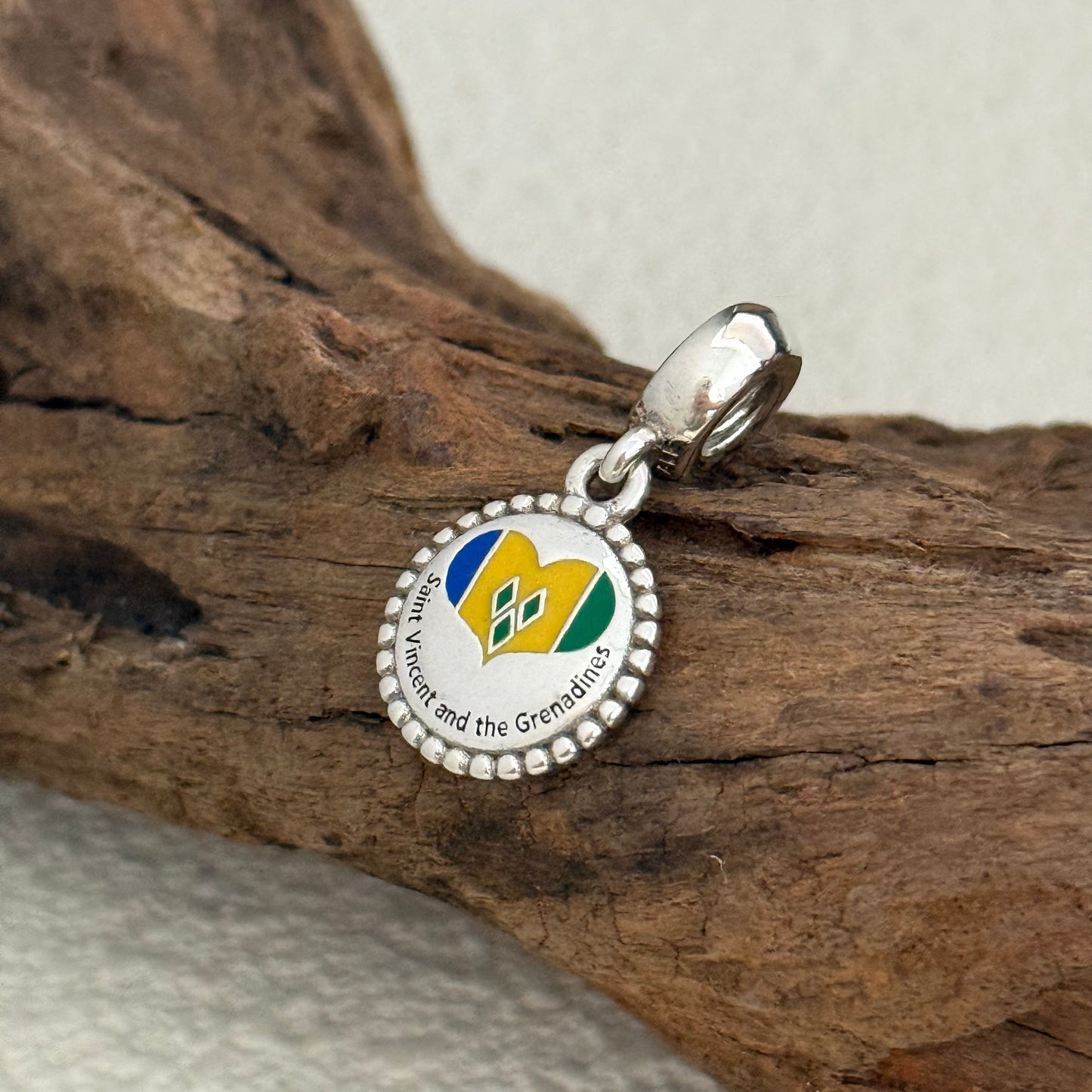 Saint Vincent and the Grenadines Heart Flag Exclusive Dangle Charm for Pandora Bracelet