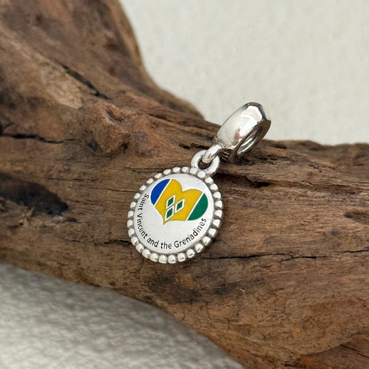 Saint Vincent and the Grenadines Heart Flag Exclusive Dangle Charm for Pandora Bracelet