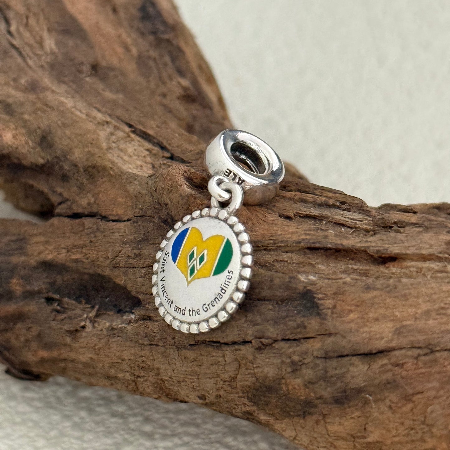 Saint Vincent and the Grenadines Heart Flag Exclusive Dangle Charm for Pandora Bracelet
