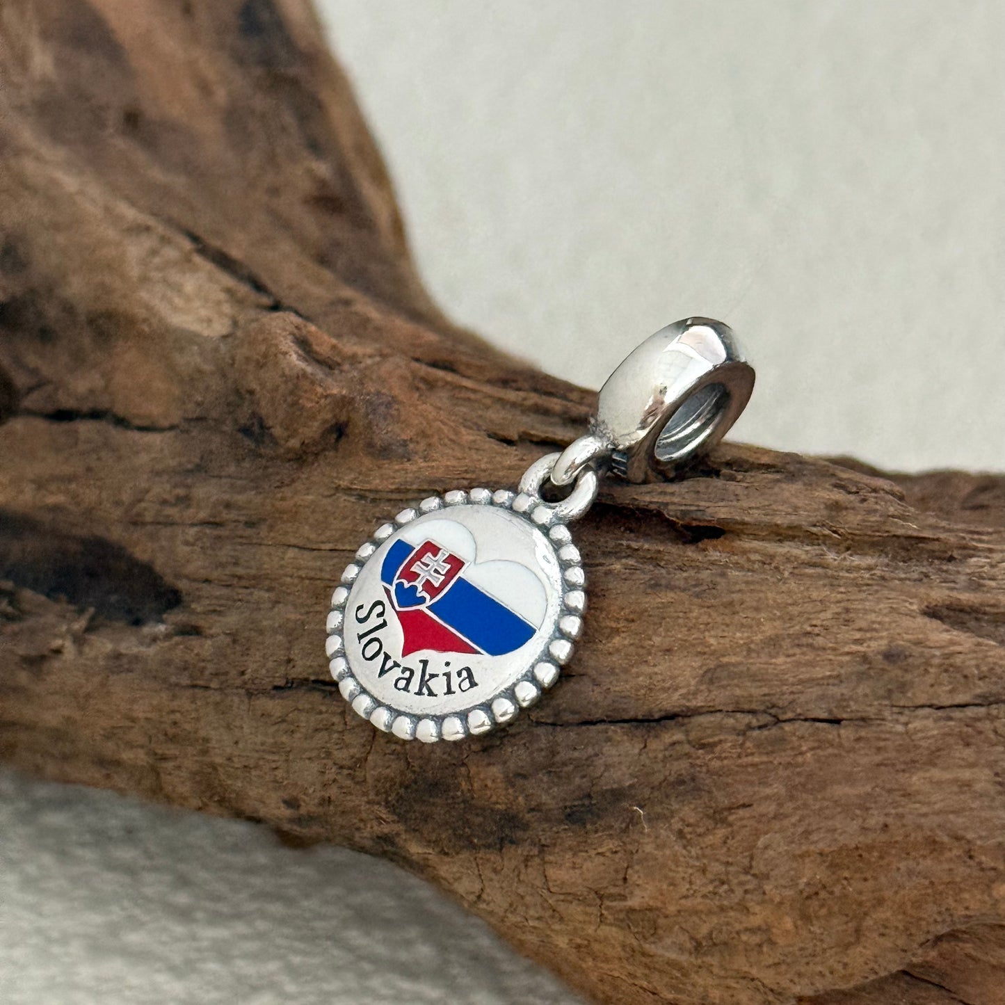 Slovakia Heart Flag Exclusive Dangle Charm for Pandora Bracelet