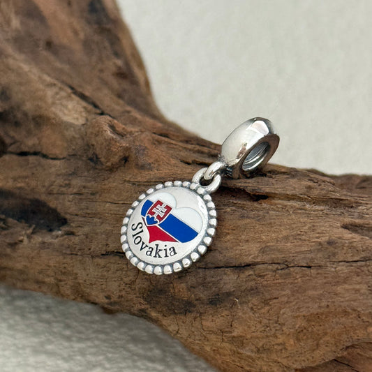 Slovakia Heart Flag Exclusive Dangle Charm for Pandora Bracelet