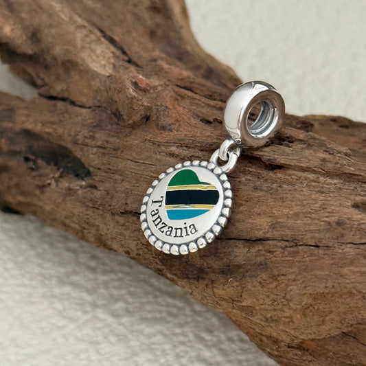 Tanzania Heart Flag Exclusive Dangle Charm for Pandora Bracelet