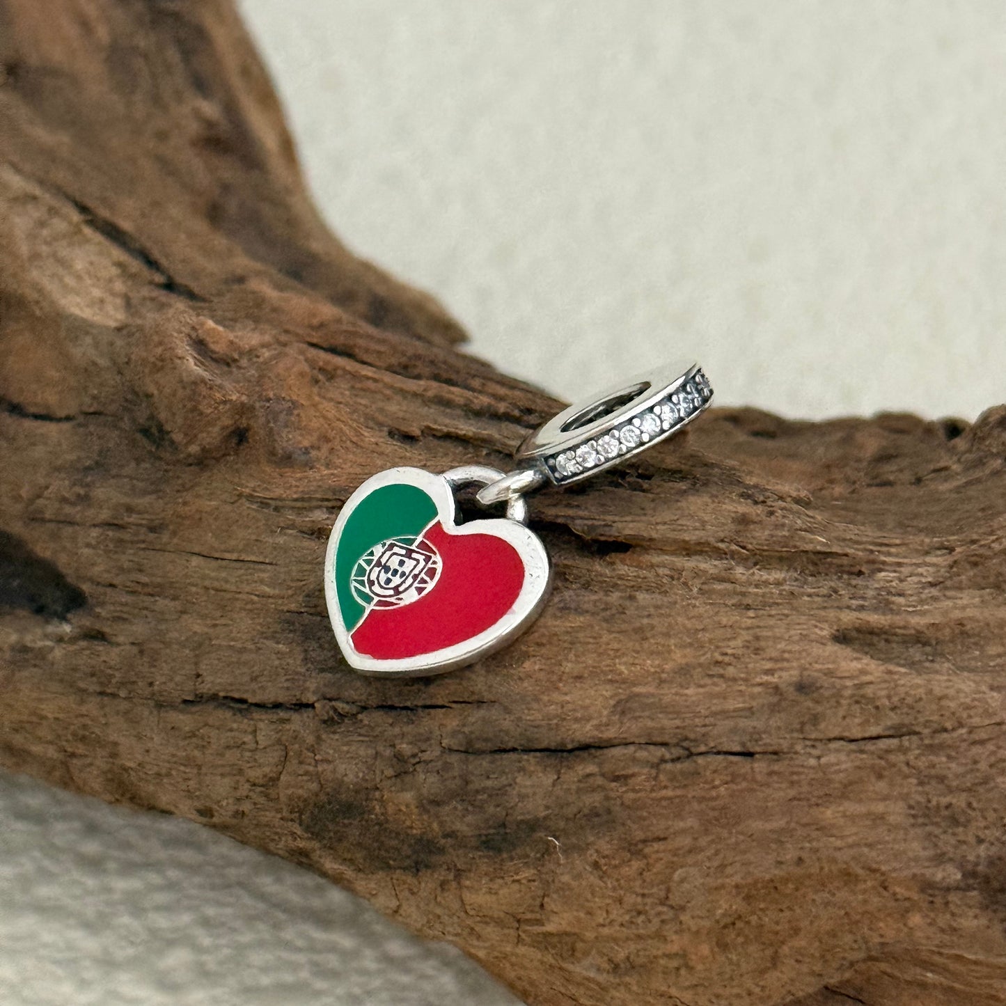 Portugal Flag Exclusive Heart Dangle Charm for Pandora Bracelet
