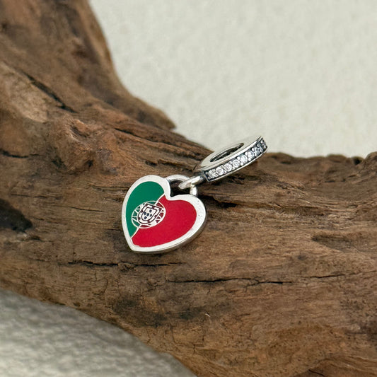 Portugal Flag Exclusive Heart Dangle Charm for Pandora Bracelet