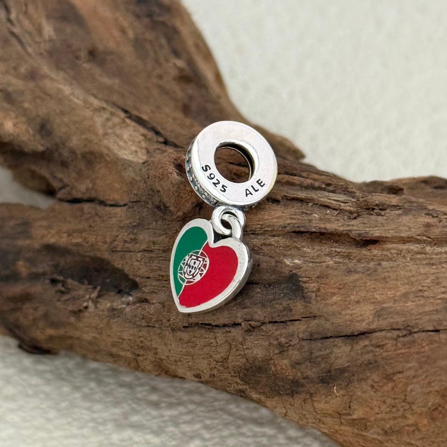 Portugal Flag Exclusive Heart Dangle Charm for Pandora Bracelet