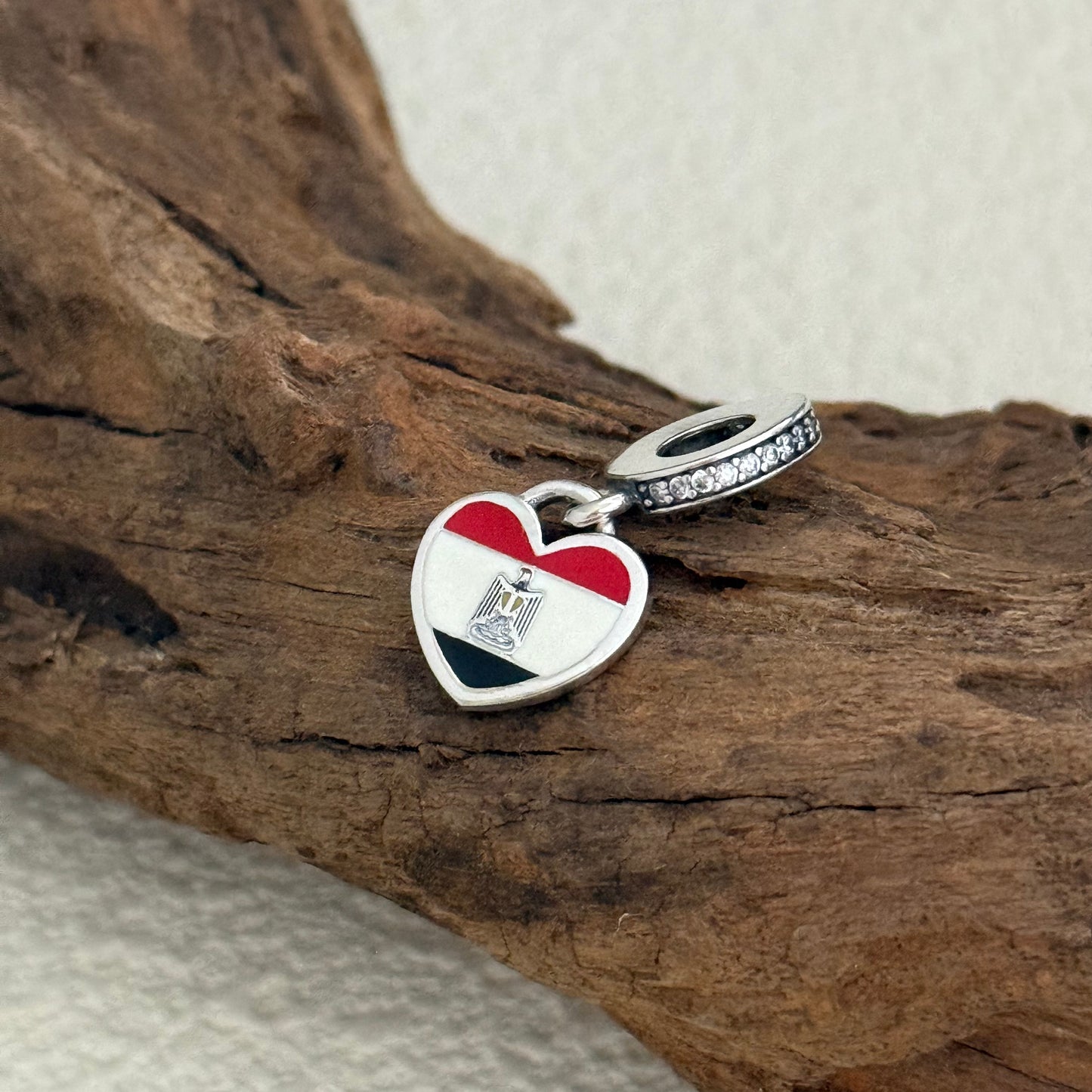 Egypt Flag Exclusive Heart Dangle Charm for Pandora Bracelet
