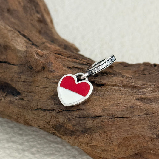 Indonesia Flag Exclusive Heart Dangle Charm for Pandora Bracelet