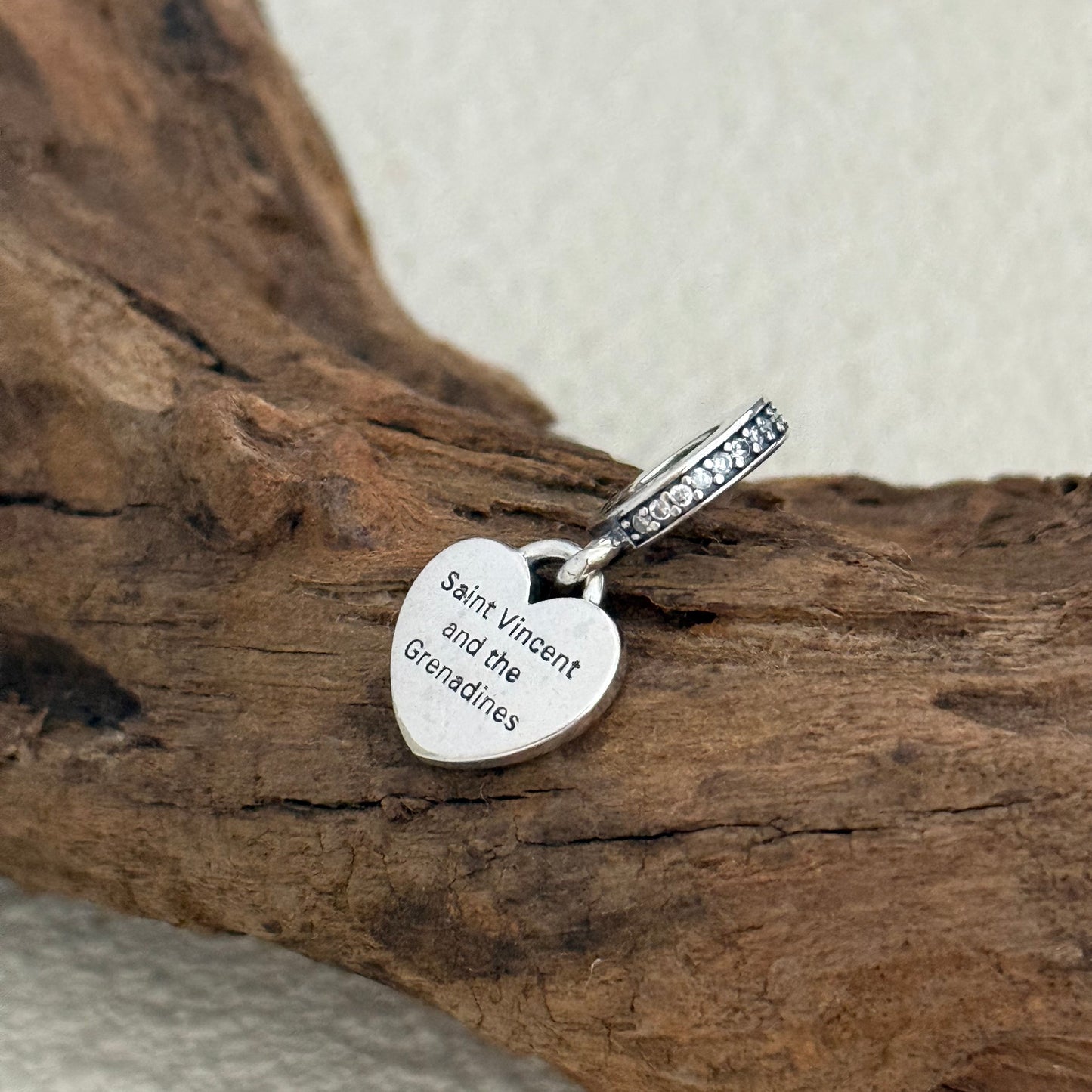 Saint Vincent and the Grenadines Flag Exclusive Heart Dangle Charm for Pandora Bracelet