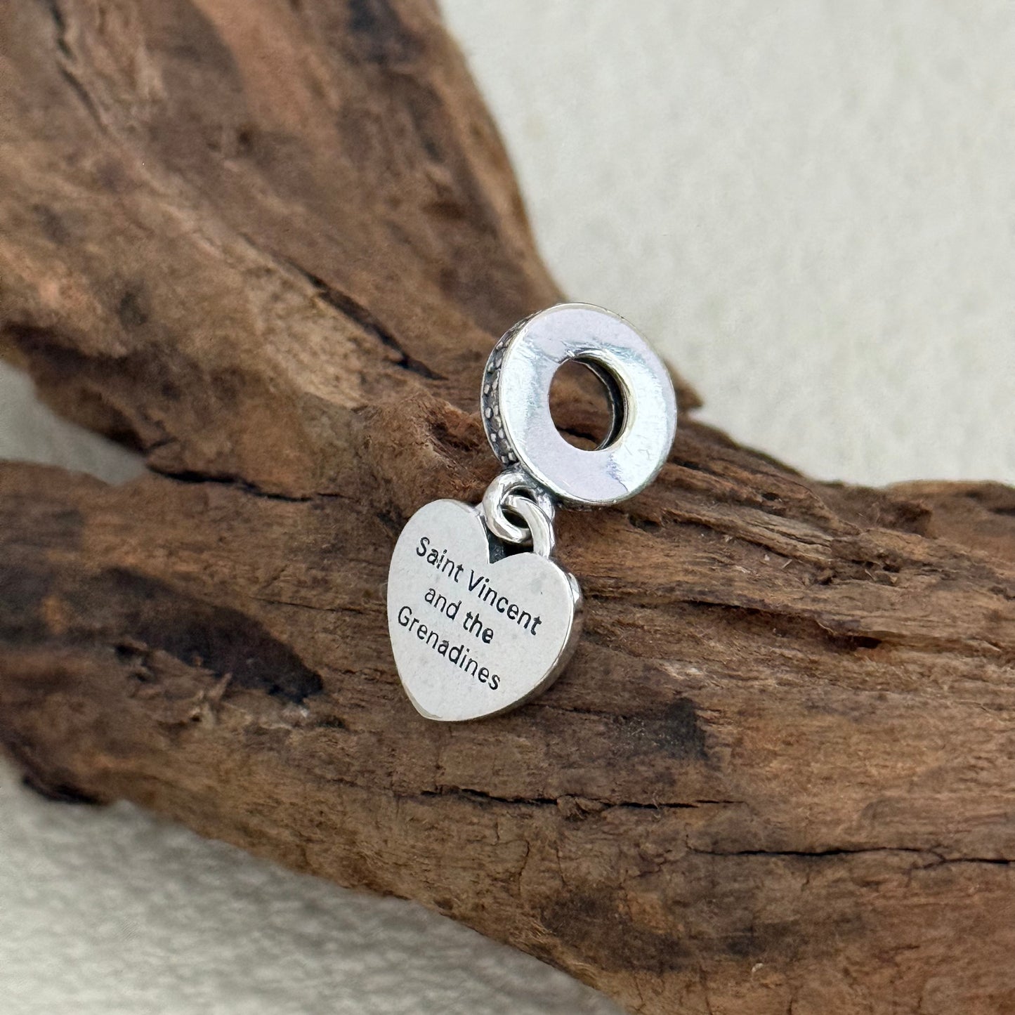 Saint Vincent and the Grenadines Flag Exclusive Heart Dangle Charm for Pandora Bracelet