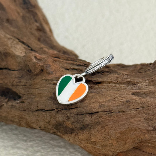 Ireland Flag Exclusive Heart Dangle Charm for Pandora Bracelet