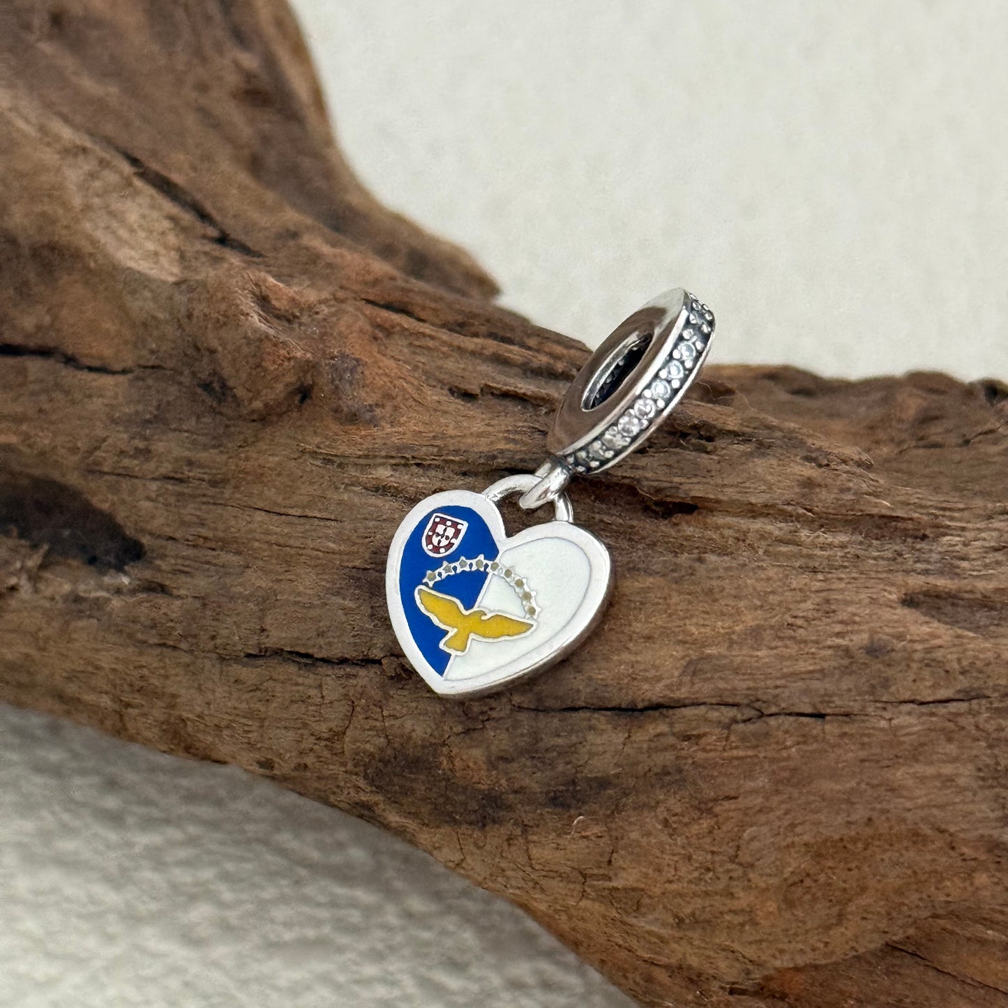 Azores Islands Flag Heart Exclusive Dangle Charm for Pandora Bracelet