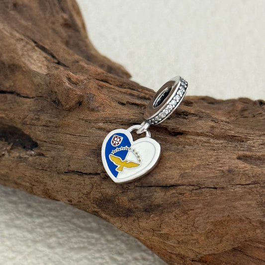 Azores Islands Flag Heart Exclusive Dangle Charm for Pandora Bracelet