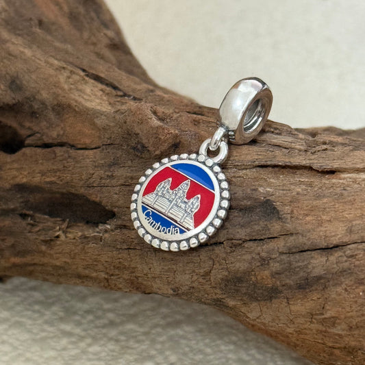 Cambodia Flag Exclusive Dangle Charm for Pandora Bracelet