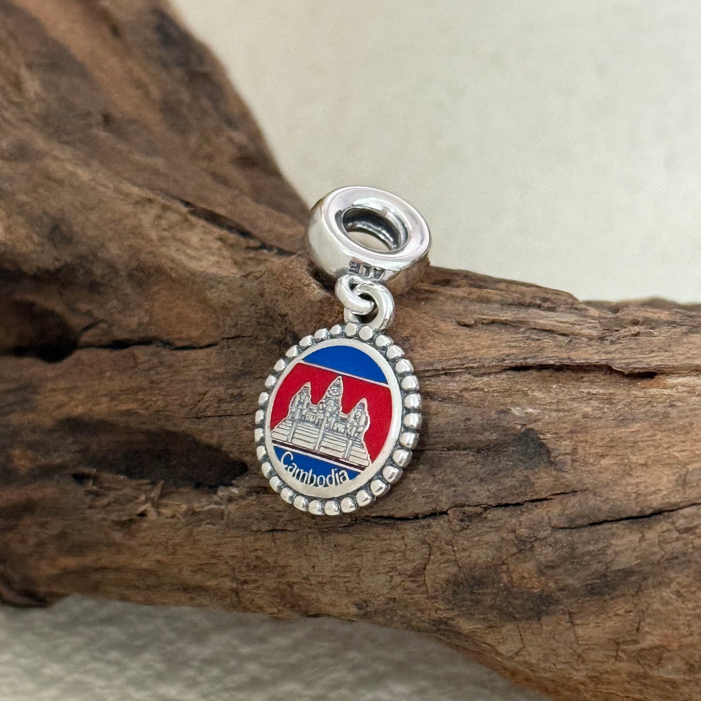 Cambodia Flag Exclusive Dangle Charm for Pandora Bracelet
