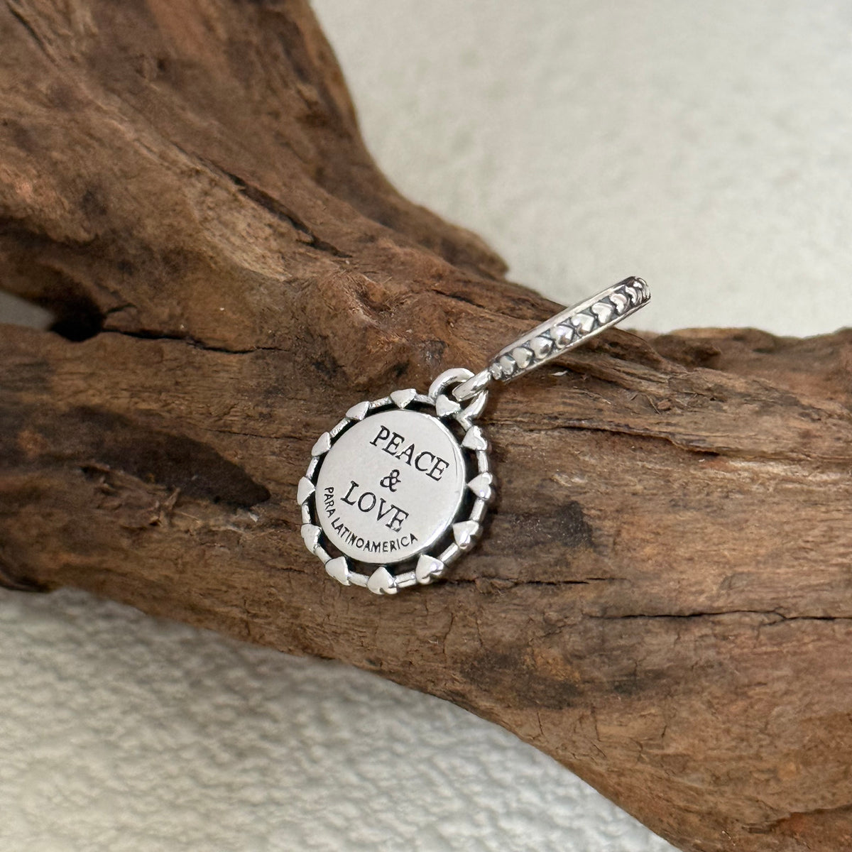 PEACE & LOVE Exclusive Dangle 925 Sterling Silver Charm for Pandora Bracelet