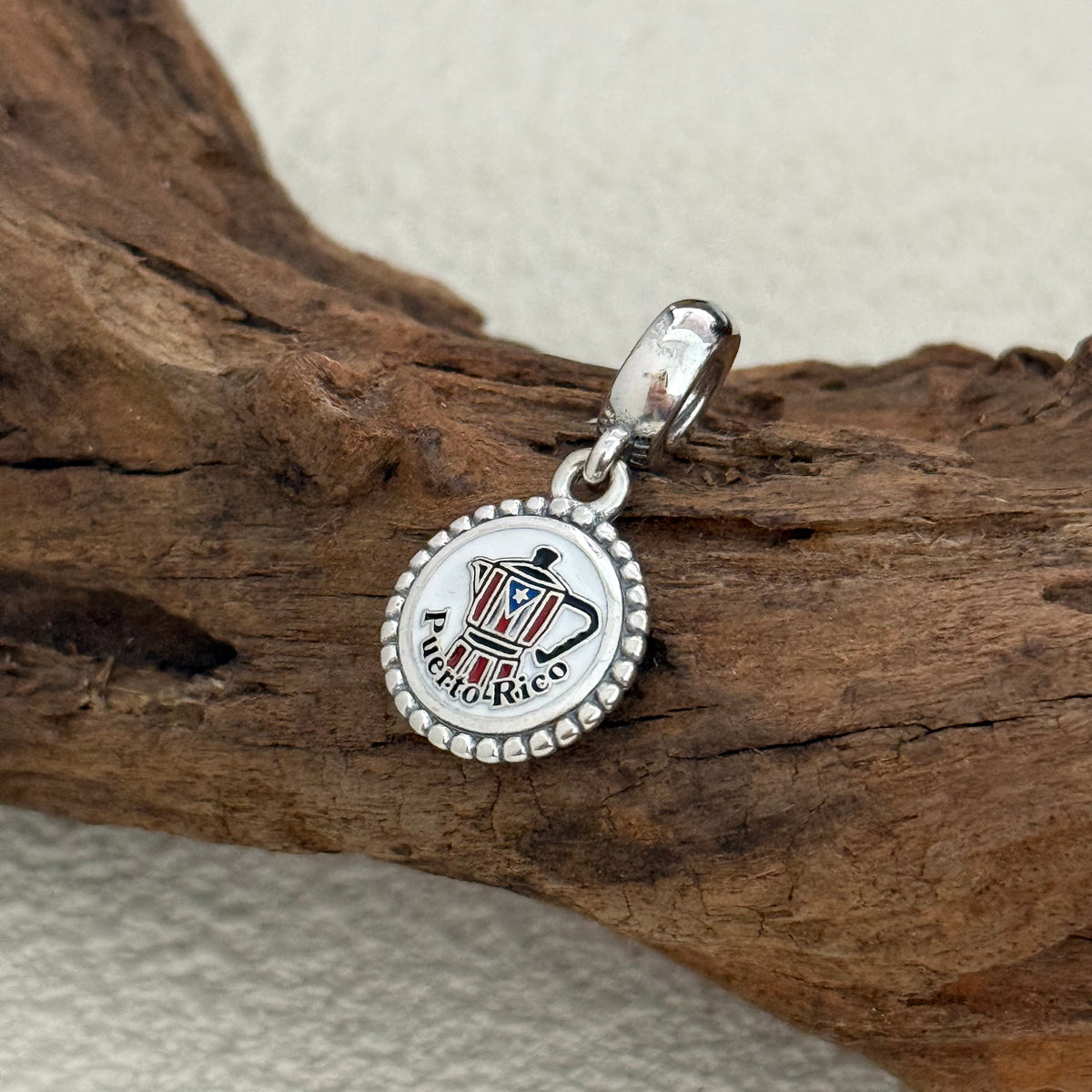 Puerto Rico Coffee pot Exclusive Dangle 925 Sterling Silver Charm for Pandora Bracelet