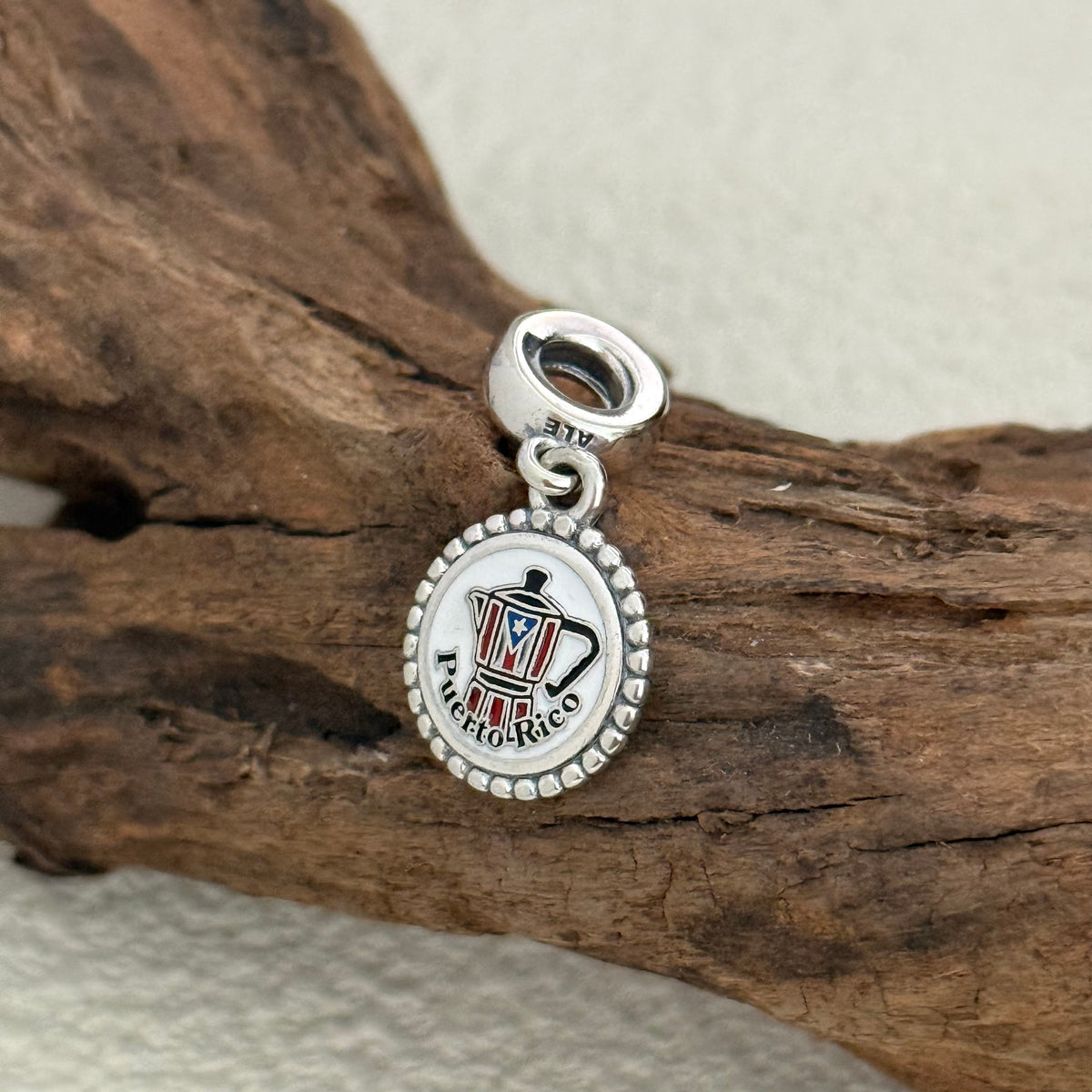 Puerto Rico Coffee pot Exclusive Dangle 925 Sterling Silver Charm for Pandora Bracelet