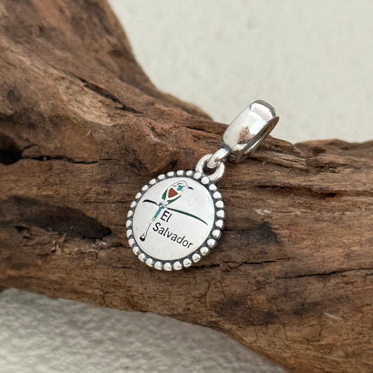 El Salvador Bird Canivet's Emerald Exclusive Dangle 925 Sterling Silver Charm for Pandora Bracelet
