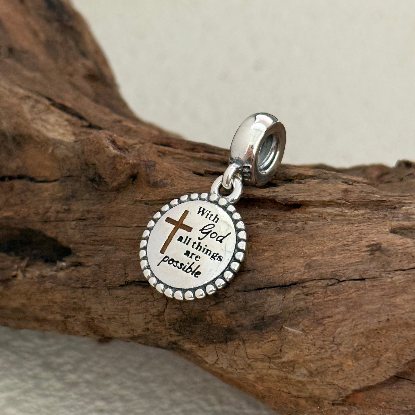 With God all things are possible Exclusive Dangle 925 Sterling Silver Charm for Pandora Bracelet