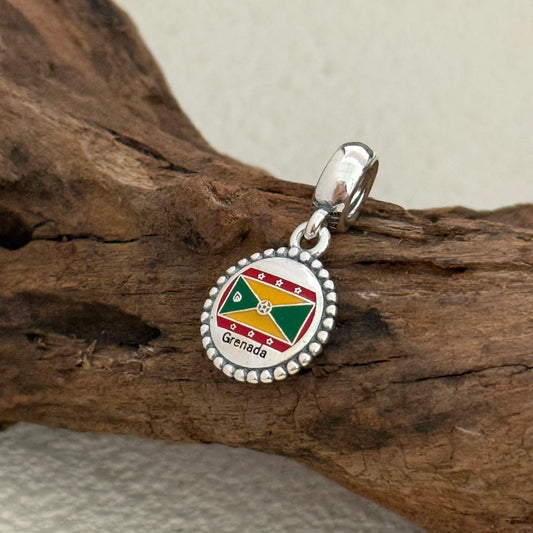 Grenada Flag Exclusive Dangle 925 Sterling Silver Charm for Pandora Bracelet