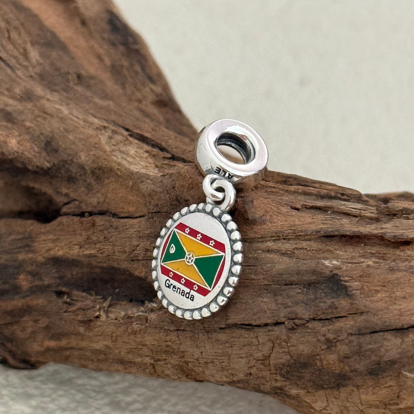 Grenada Flag Exclusive Dangle 925 Sterling Silver Charm for Pandora Bracelet