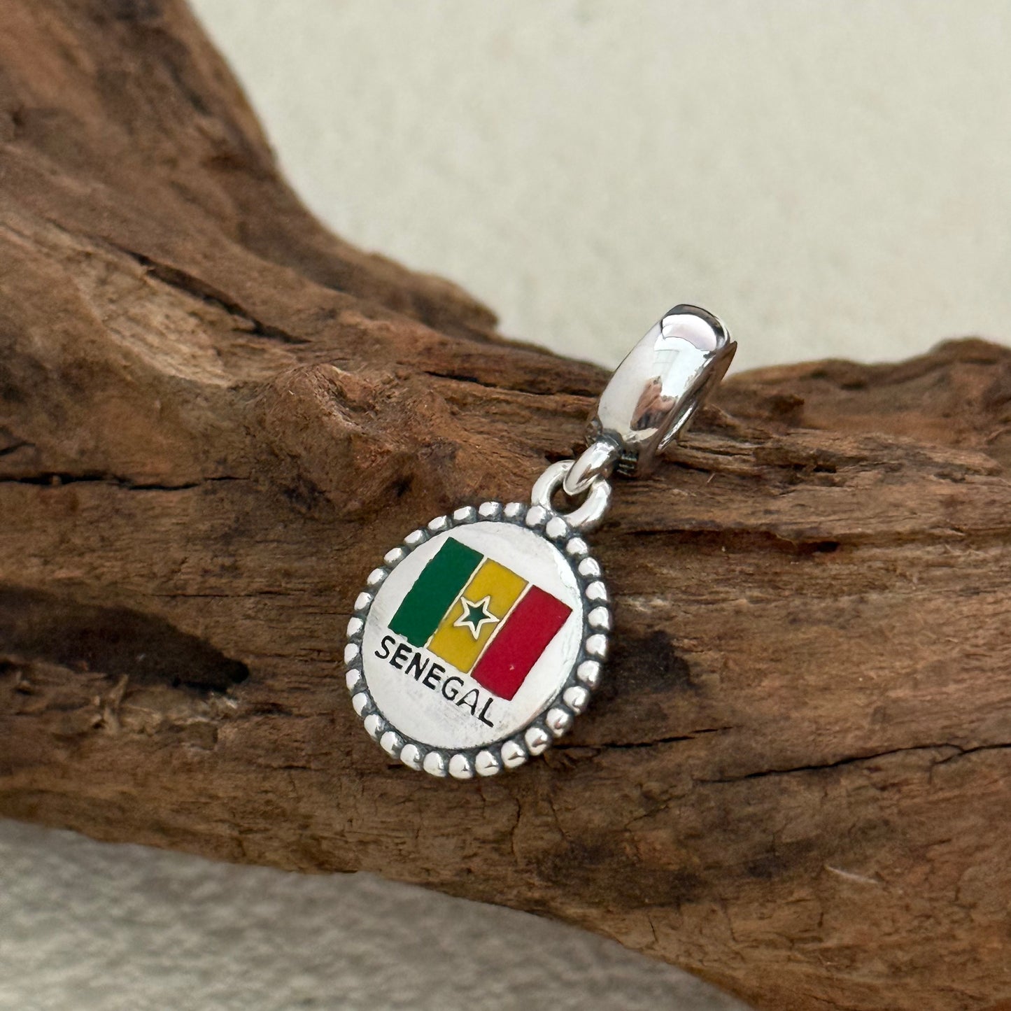 SENEGAL Flag Exclusive Dangle 925 Sterling Silver Charm for Pandora Bracelet