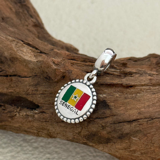 SENEGAL Flag Exclusive Dangle 925 Sterling Silver Charm for Pandora Bracelet
