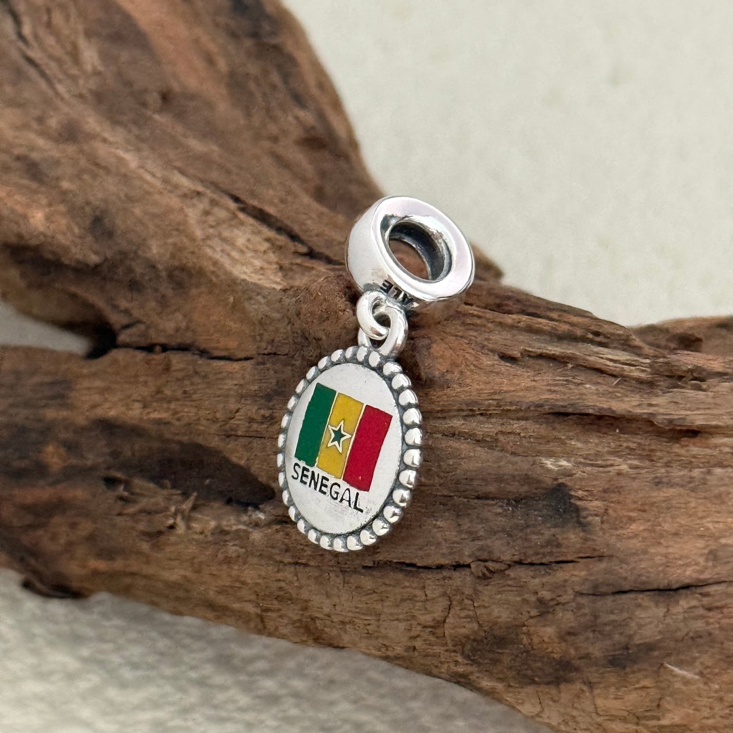 SENEGAL Flag Exclusive Dangle 925 Sterling Silver Charm for Pandora Bracelet