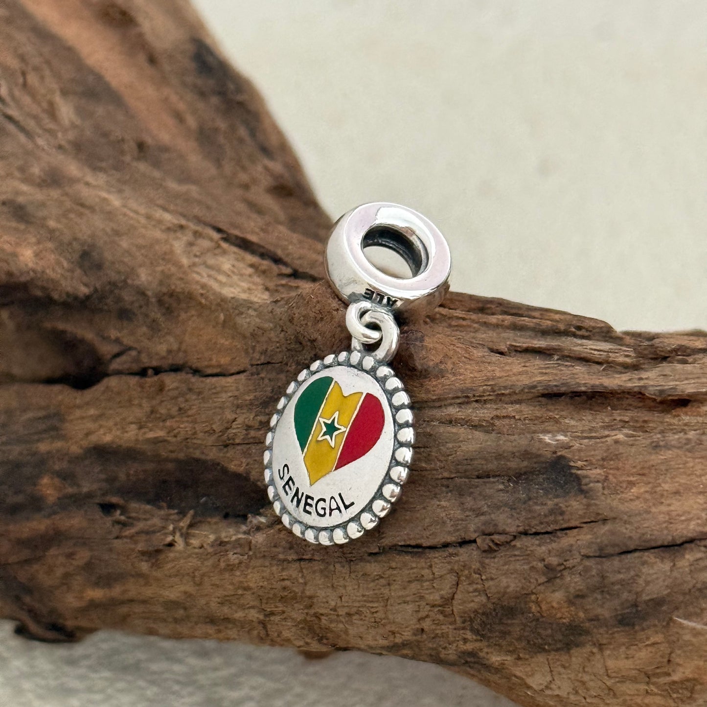 SENEGAL Heart Flag Exclusive Dangle 925 Sterling Silver Charm for Pandora Bracelet