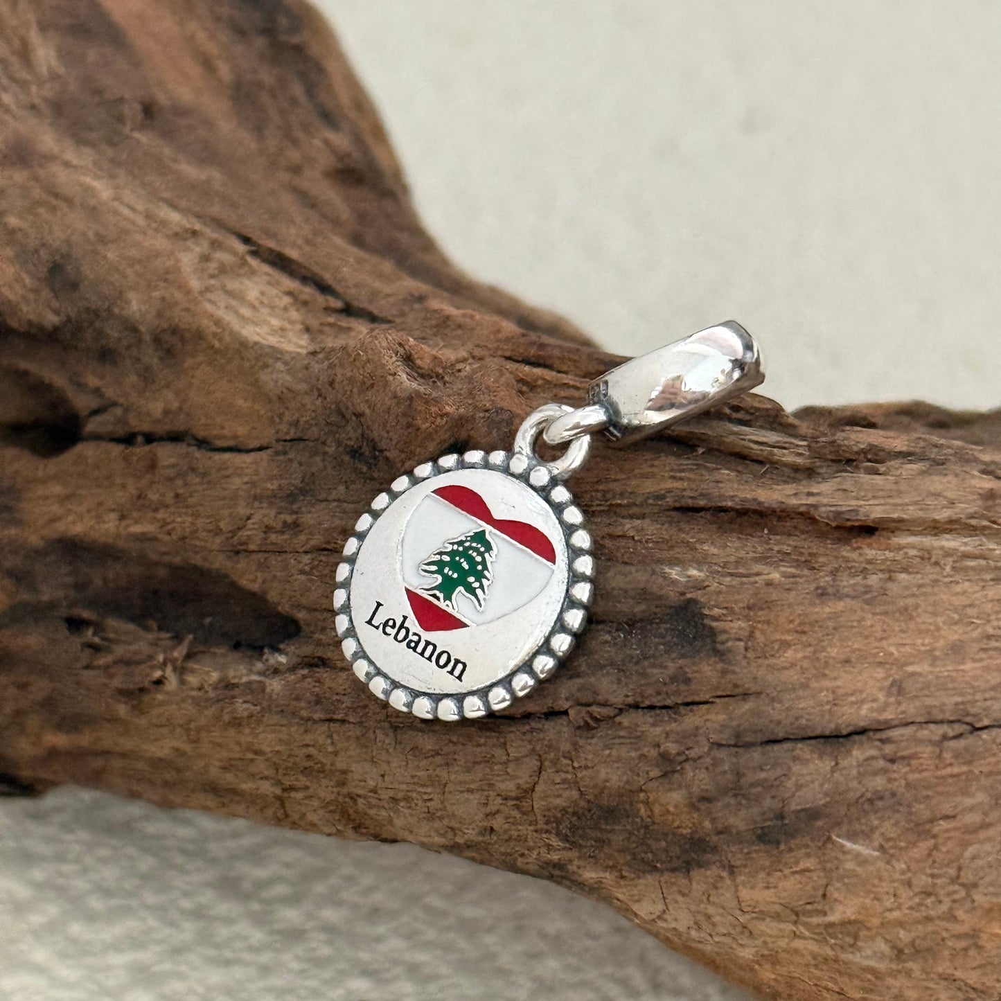 Lebanon Heart Flag Exclusive Dangle 925 Sterling Silver Charm for Pandora Bracelet
