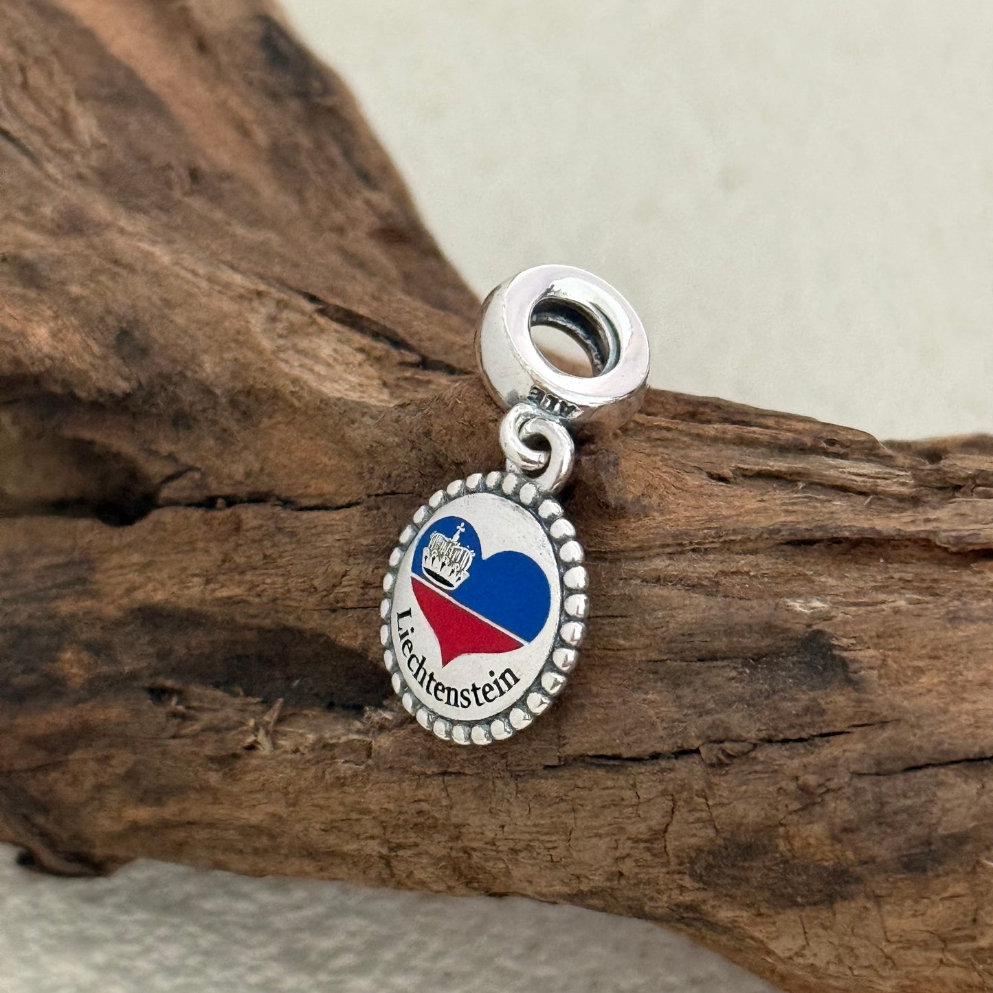 Liechtenstein Heart Flag Exclusive Dangle 925 Sterling Silver Charm for Pandora Bracelet