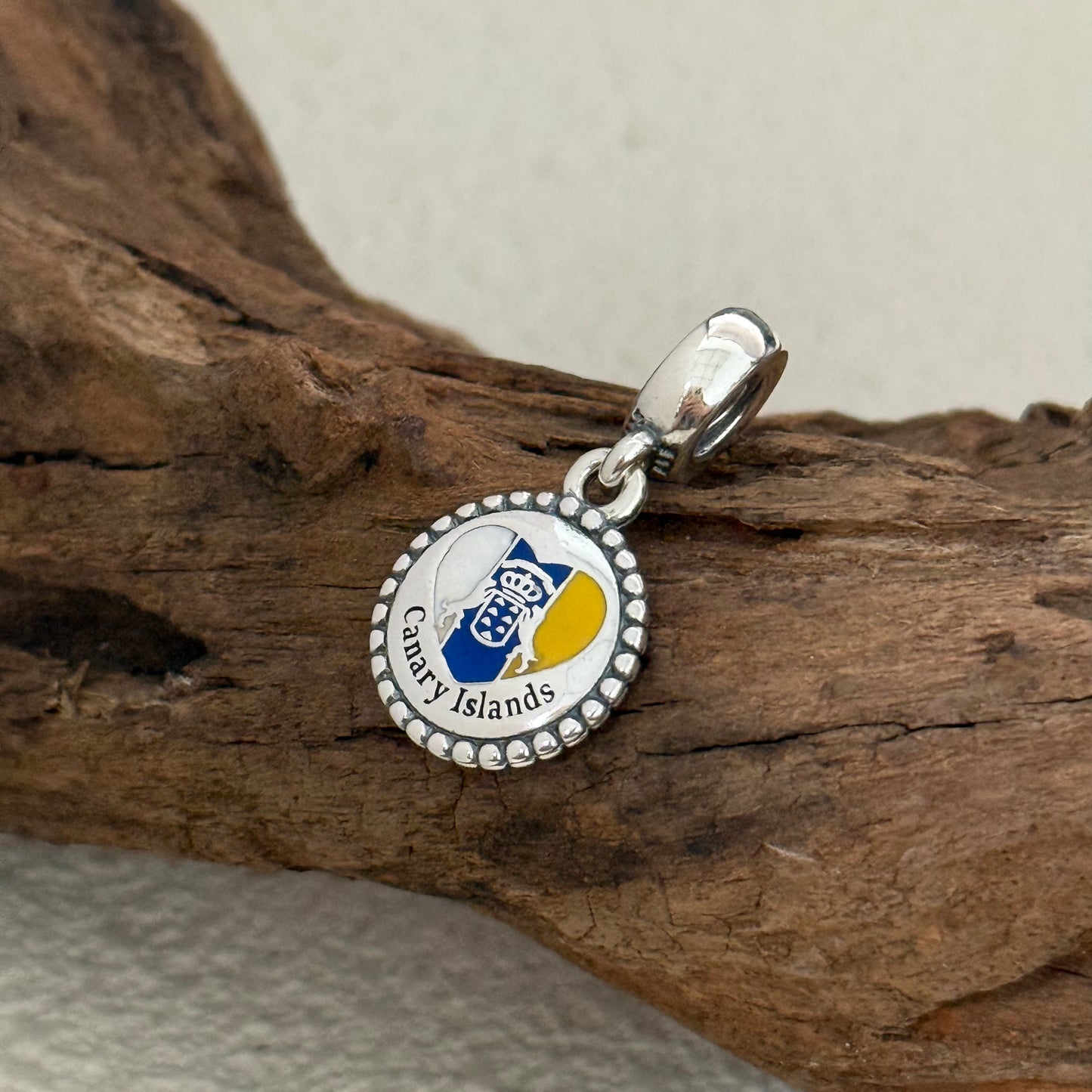 Canary Islands Heart Flag Exclusive Dangle 925 Sterling Silver Charm for Pandora Bracelet