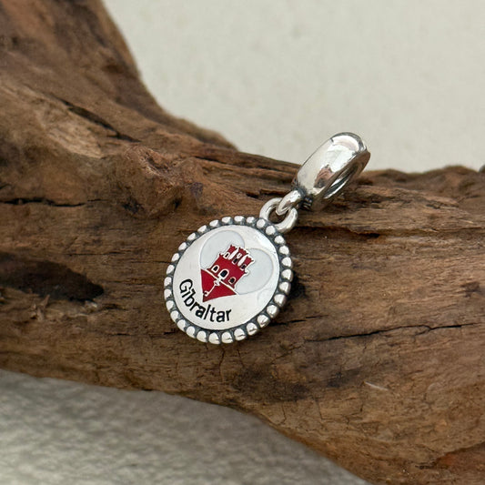 Gibraltar Heart Flag Exclusive Dangle 925 Sterling Silver Charm for Pandora Bracelet