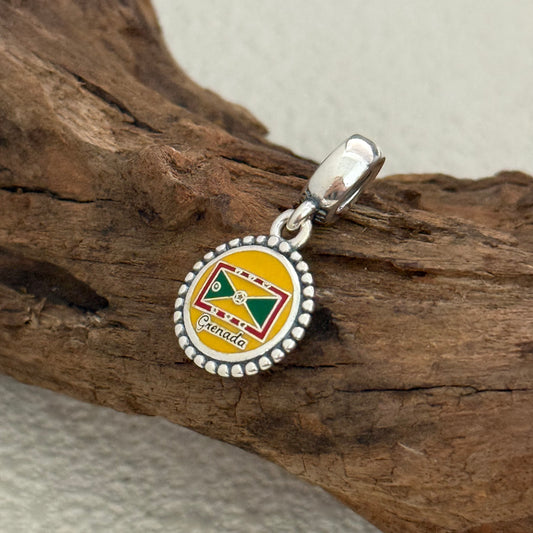 Grenada Flag Exclusive Dangle 925 Sterling Silver Charm for Pandora Bracelet