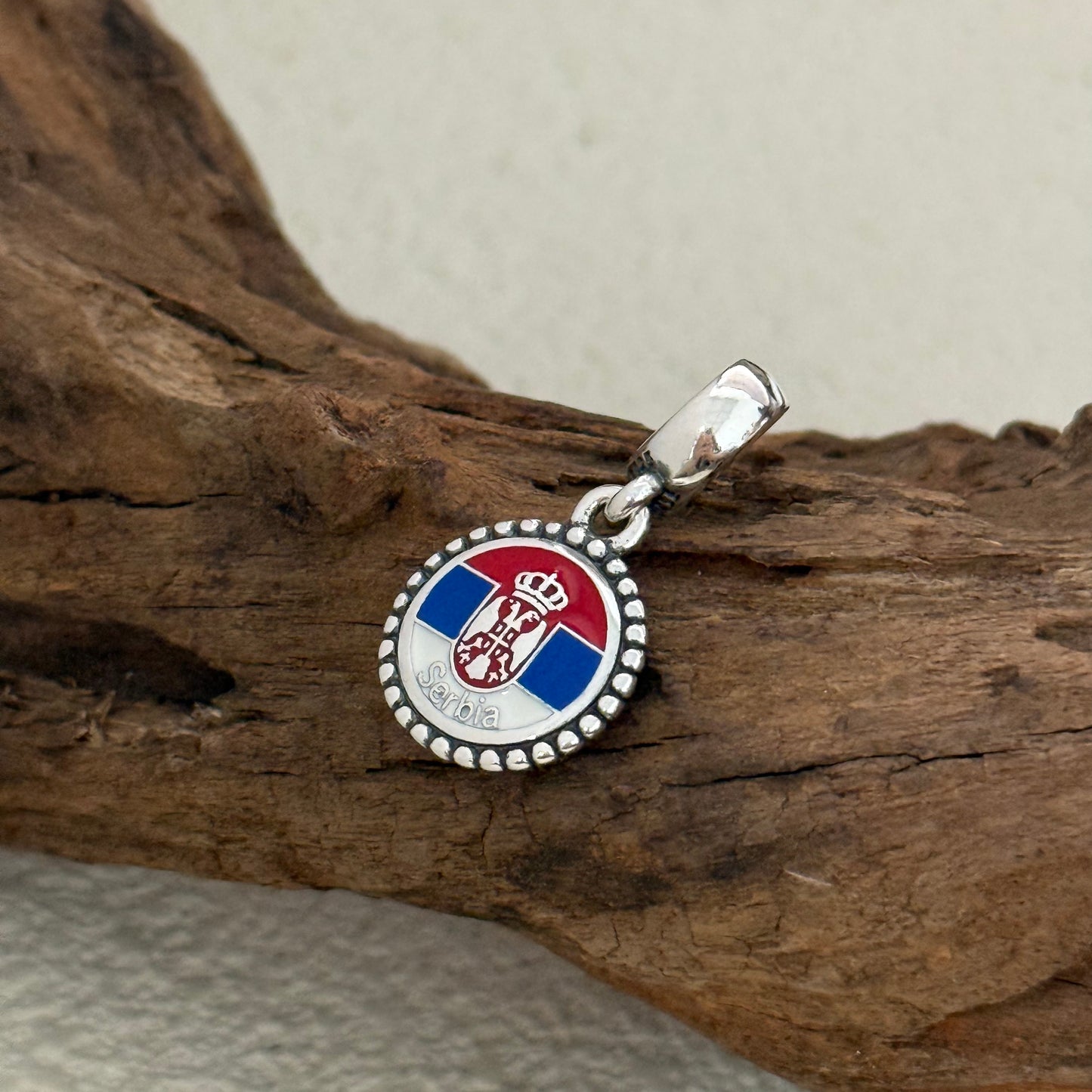 Serbia Flag Exclusive Dangle 925 Sterling Silver Charm for Pandora Bracelet