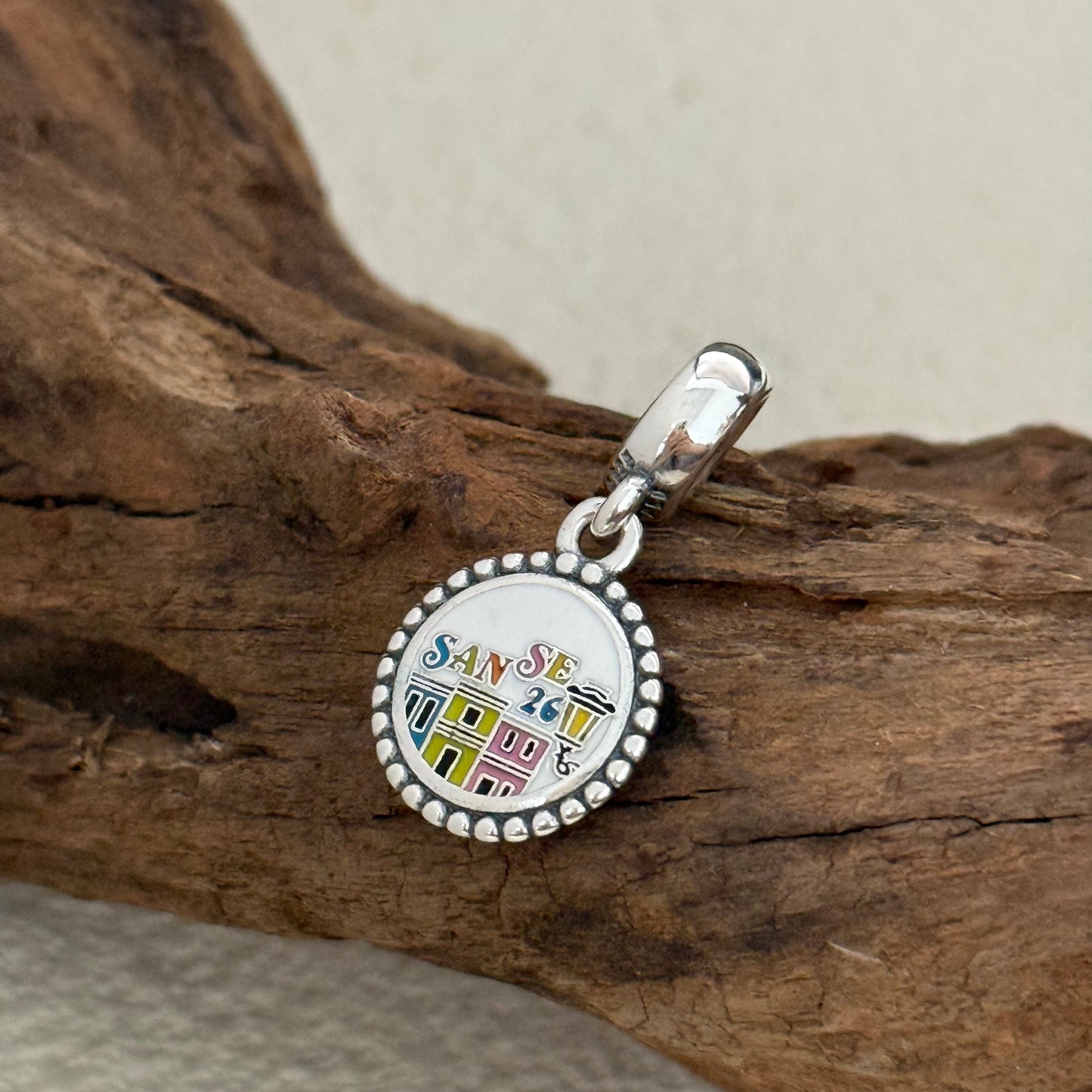 SanSe 26' Puerto Rico Exclusive Dangle 925 Sterling Silver Charm for Pandora Bracelet