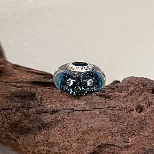 Midnight Blue Fizzle Murano Charm Bead Charm S925 Silver for Pandora Bracelet