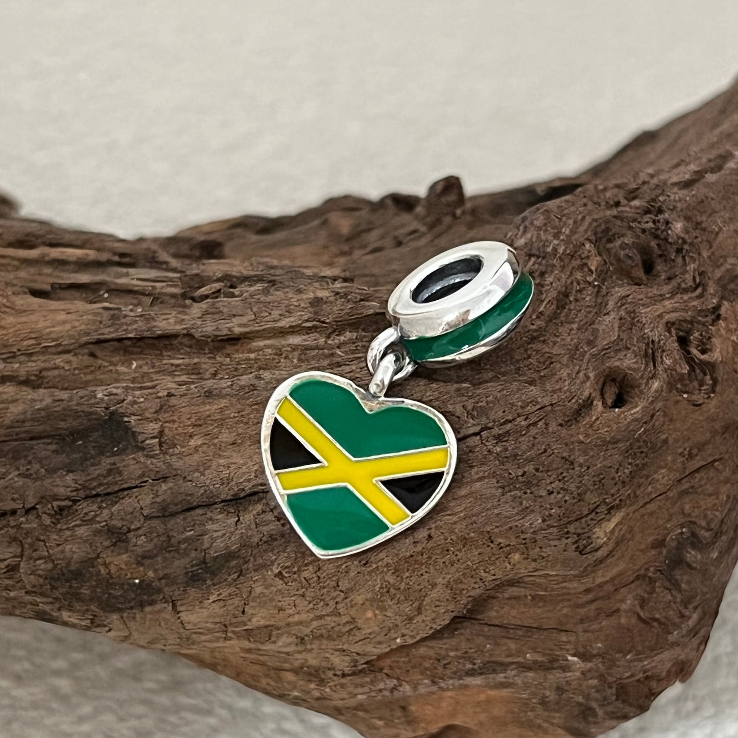 Jamaica Flag Heart Exclusive Dangle Charm for Pandora Bracelet