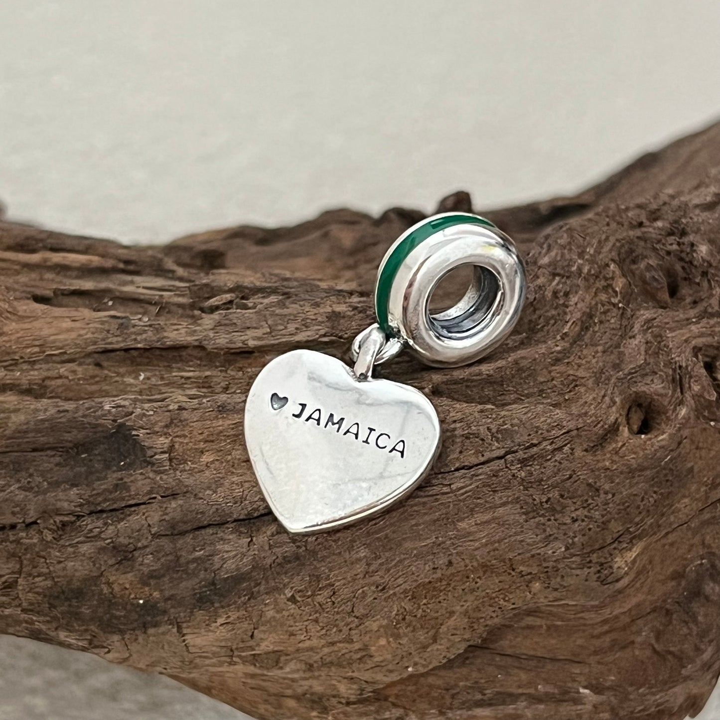 Jamaica Flag Heart Exclusive Dangle Charm for Pandora Bracelet