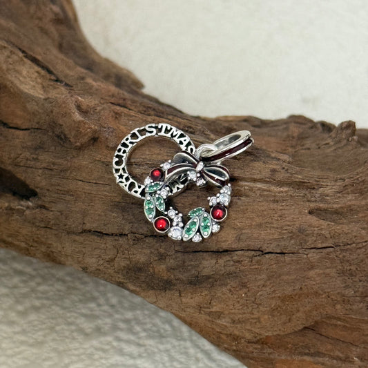 Pandora Holiday Wreath Double Dangle Charm