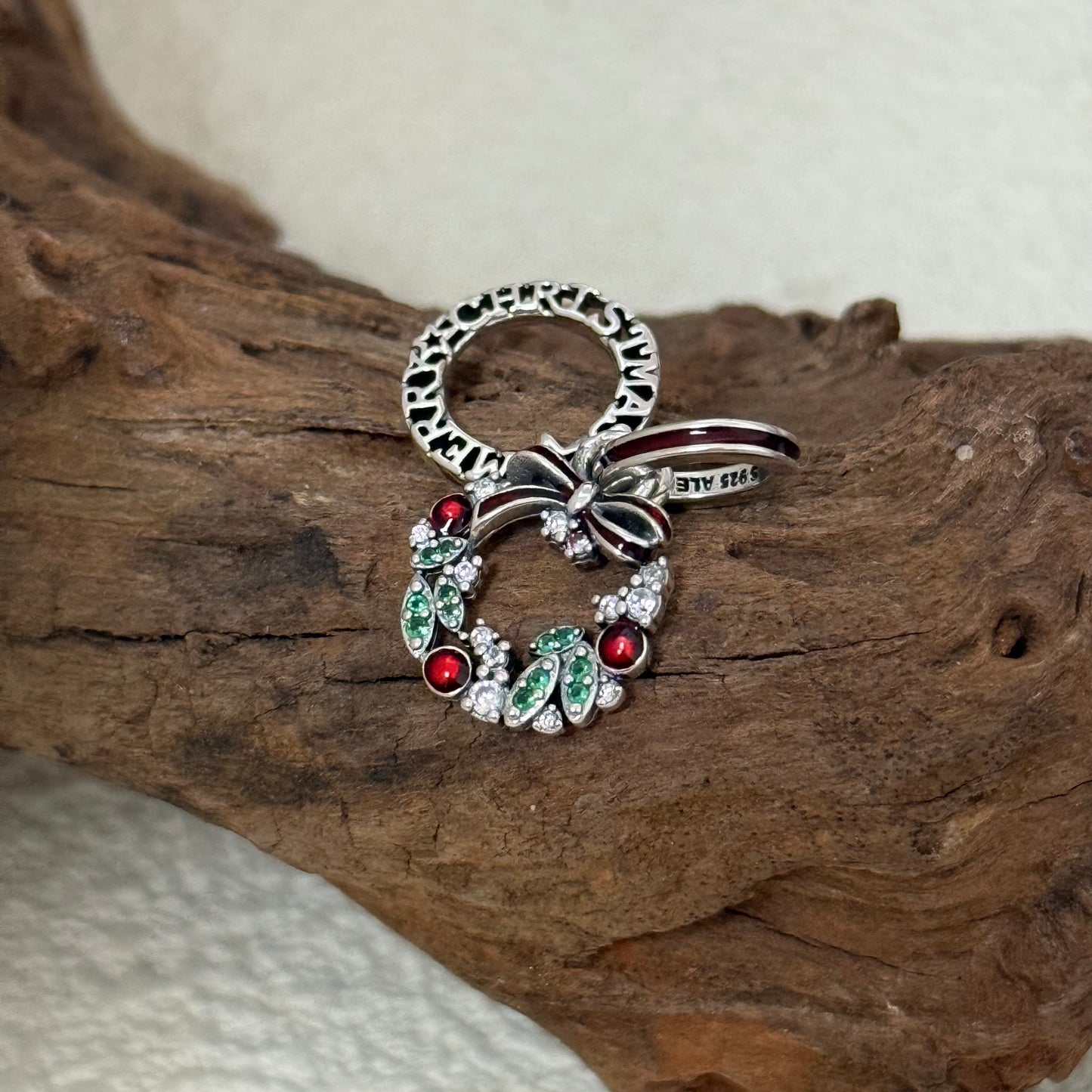 Pandora Holiday Wreath Double Dangle Charm