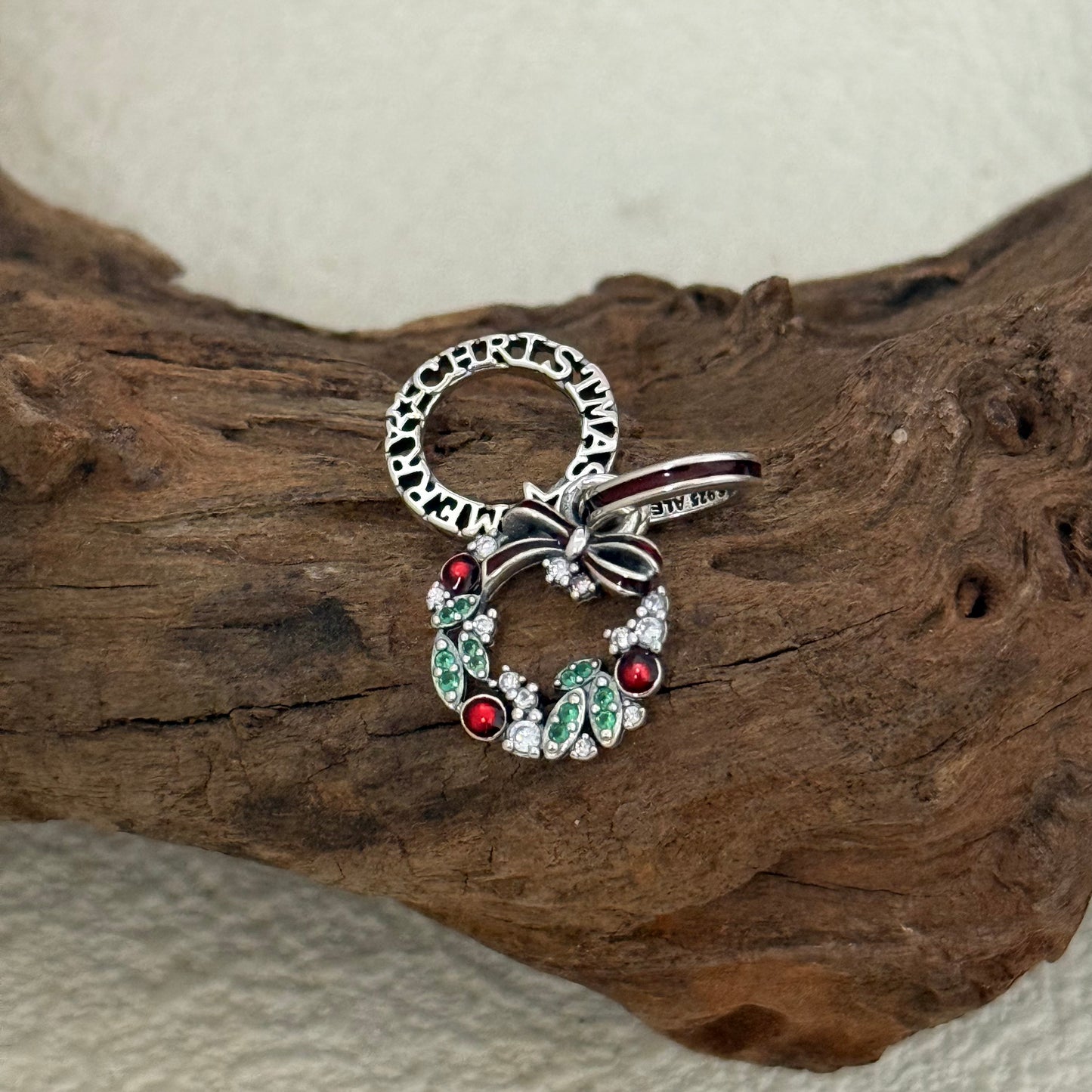 Pandora Holiday Wreath Double Dangle Charm