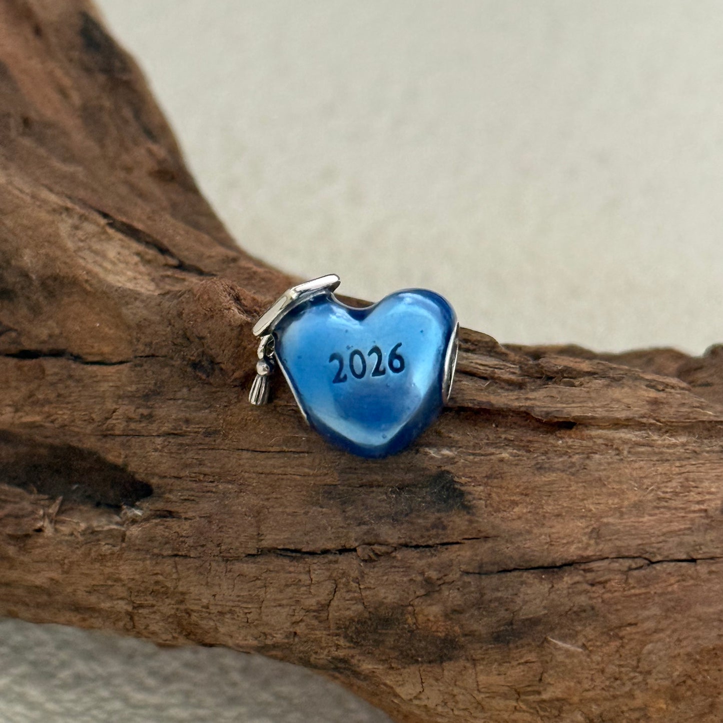 Graduation 2026 Blue Heart Charm Sterling Silver for Pandora Bracelet