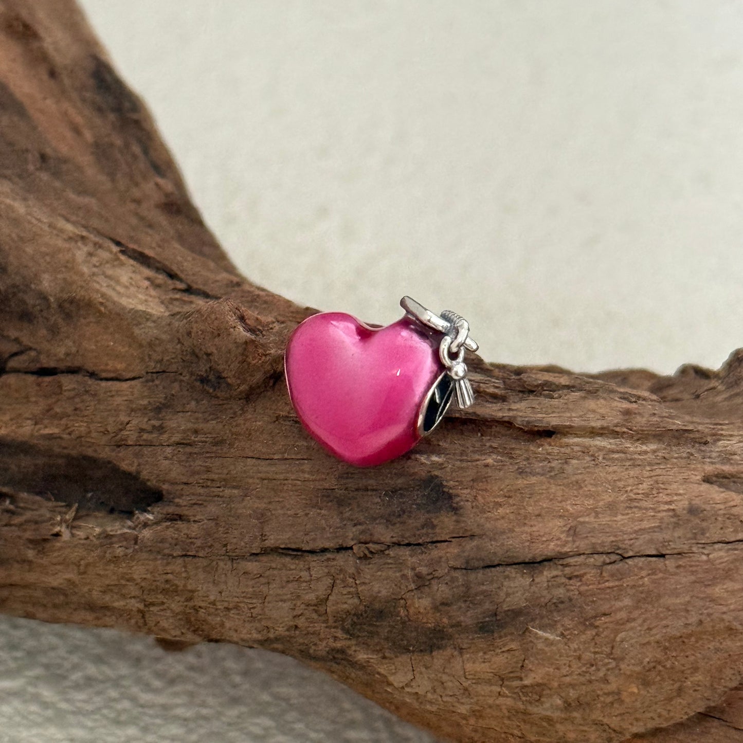 Graduation 2026 Pink Heart Charm Sterling Silver for Pandora Bracelet