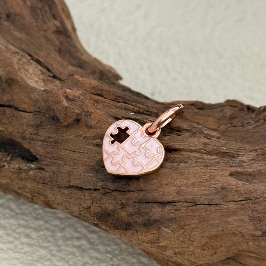 Puzzle You complete my heart Charm Sterling Silver for Pandora Bracelet- Rose Gold Plating