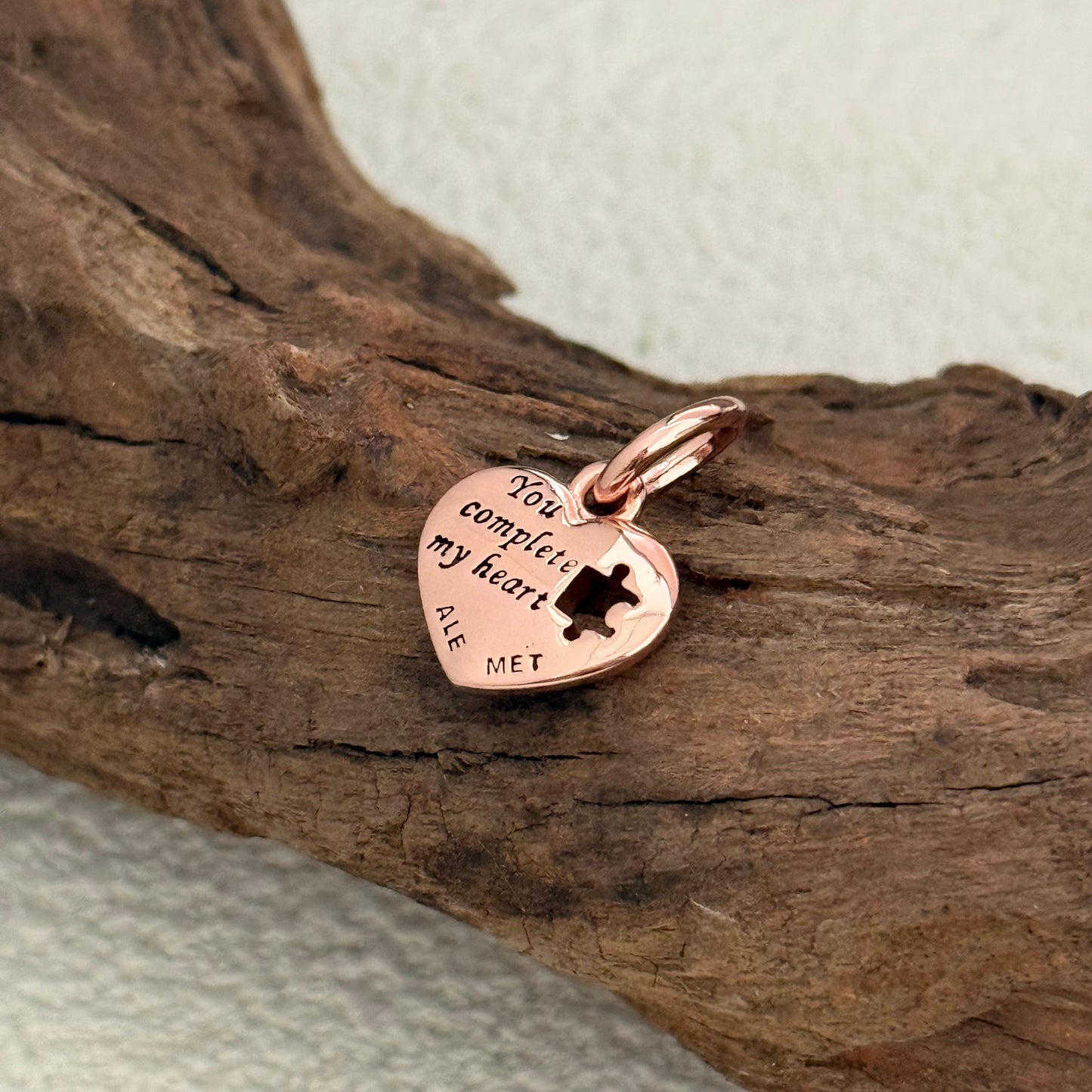 Puzzle You complete my heart Charm Sterling Silver for Pandora Bracelet- Rose Gold Plating